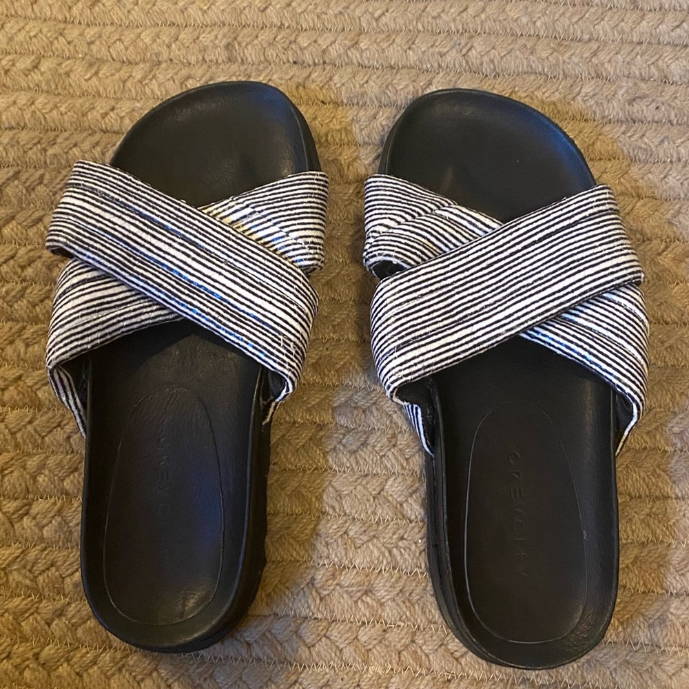 Grey City Black and White Sandals, Mules Size 8